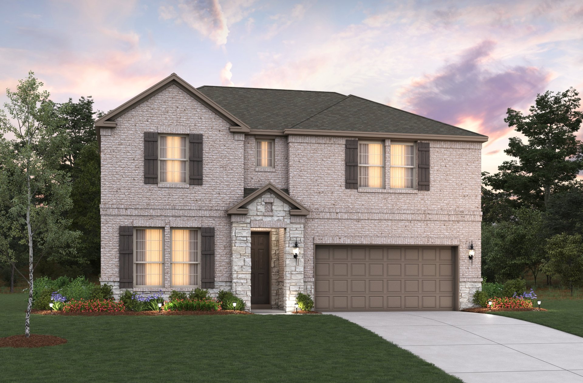 home exterior with brick and stone