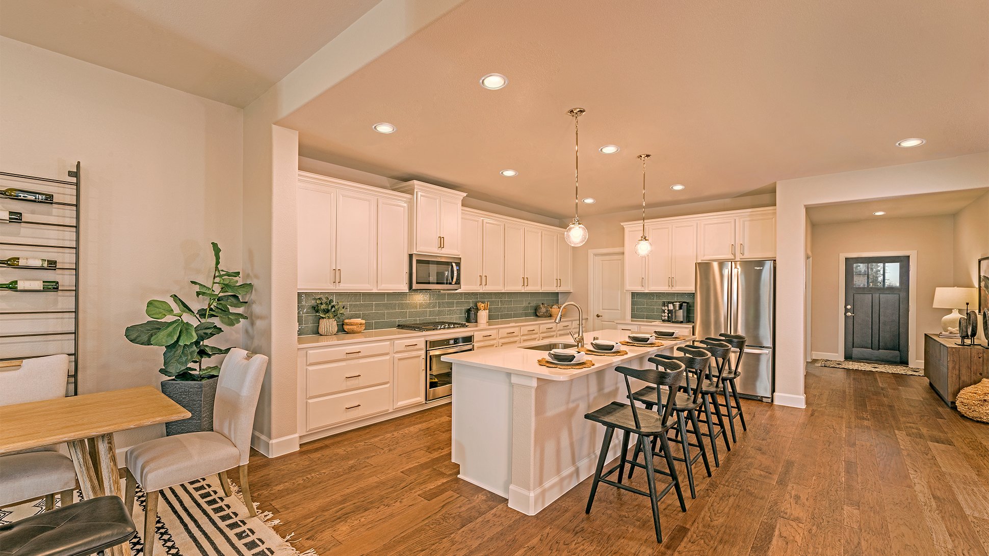 a virtual tour of a community surrounded by fields