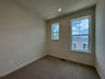 secondary bedroom with carpet and two windows