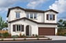 front exterior rendering of two-story white & brown spanish style home