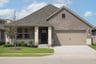 one-story with brick and stone exterior