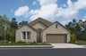 home with brick, windows, garage and landscaped grass 