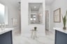 rendered photo of primary bathroom with large shower and tile flooring