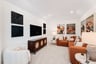media room with carpet and recessed lights 
