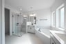 primary bathroom with soaking tub and walk-in shower
