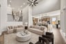 open great room with two-story ceilings