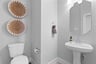 powder bathroom with pedestal sink