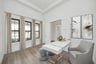 private study with hardwood flooring