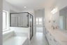 bathroom with large tub and walk-in shower