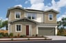 front exterior rendering of two-story home with olive green garage door