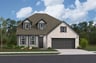 home with brick, windows, garage and landscaped grass 