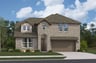 home with brick, windows, garage and landscaped grass 
