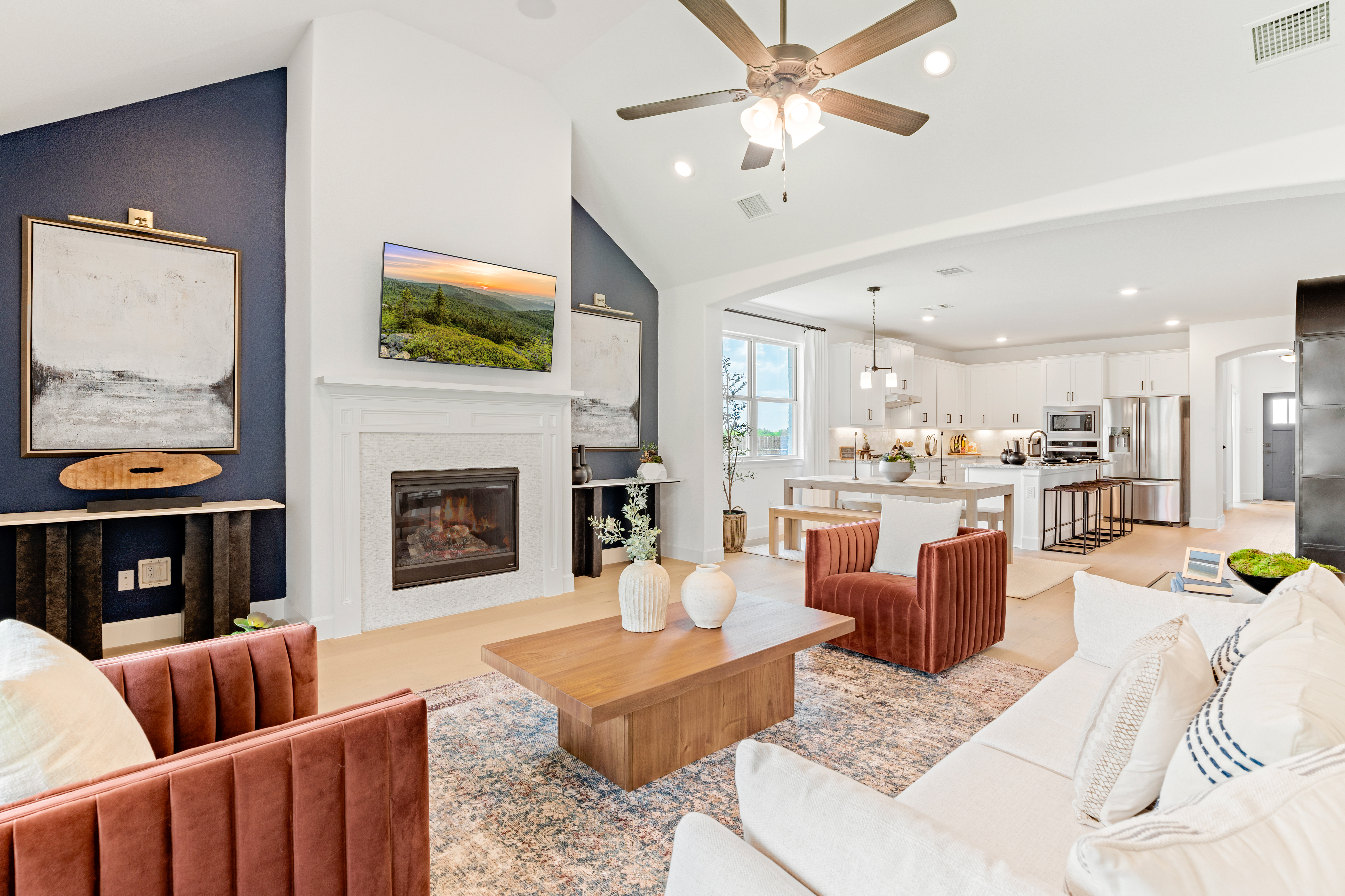 a virtual tour of a community surrounded by fields