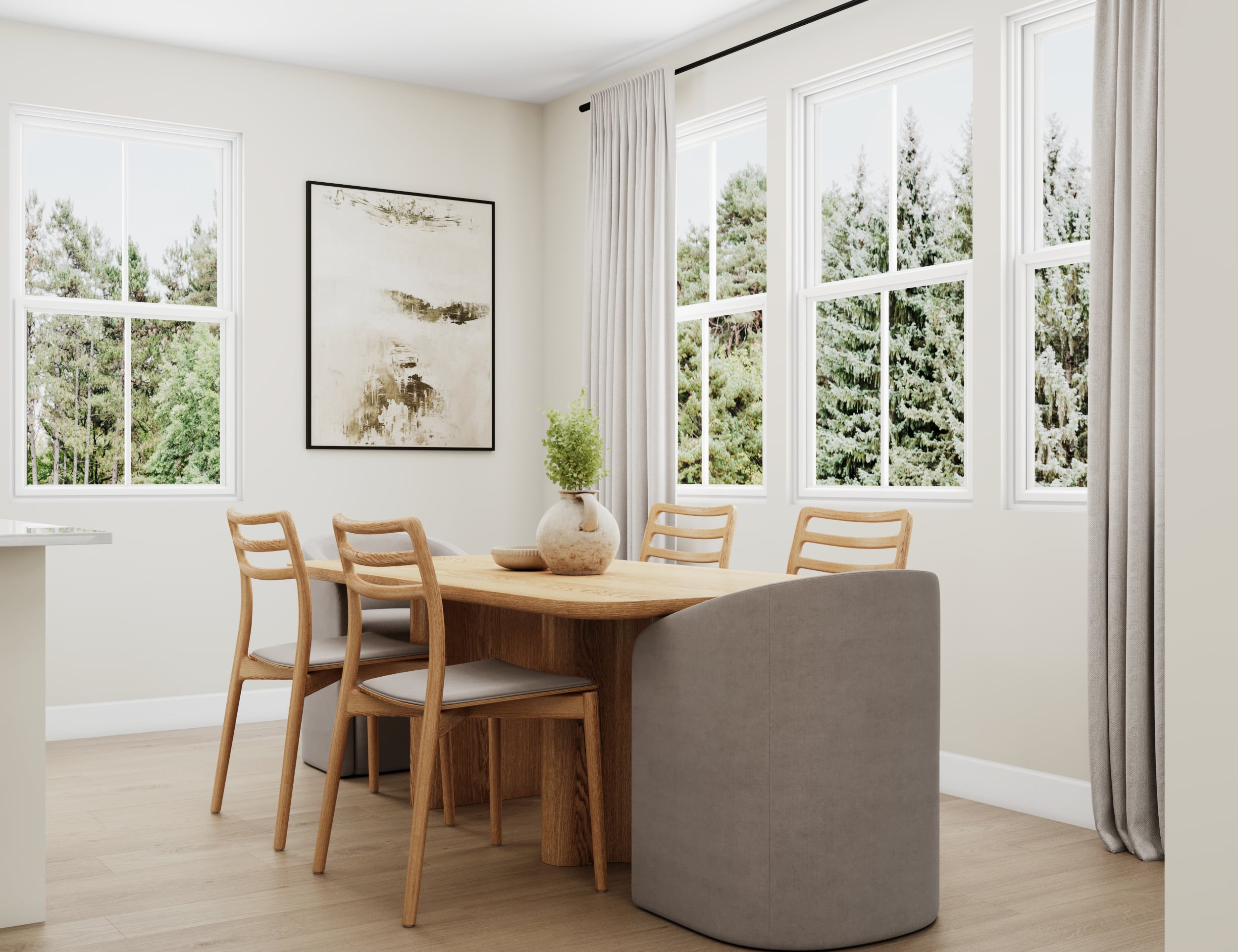 dining room with table and seating for 6